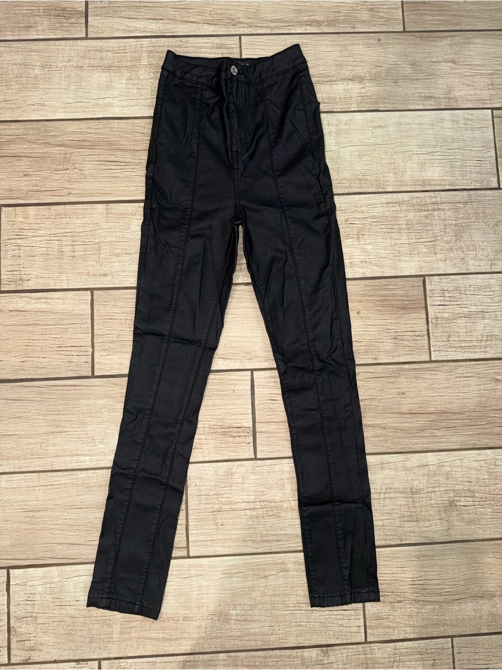 Missguided Black Seamed High-Waist Skinny Pants